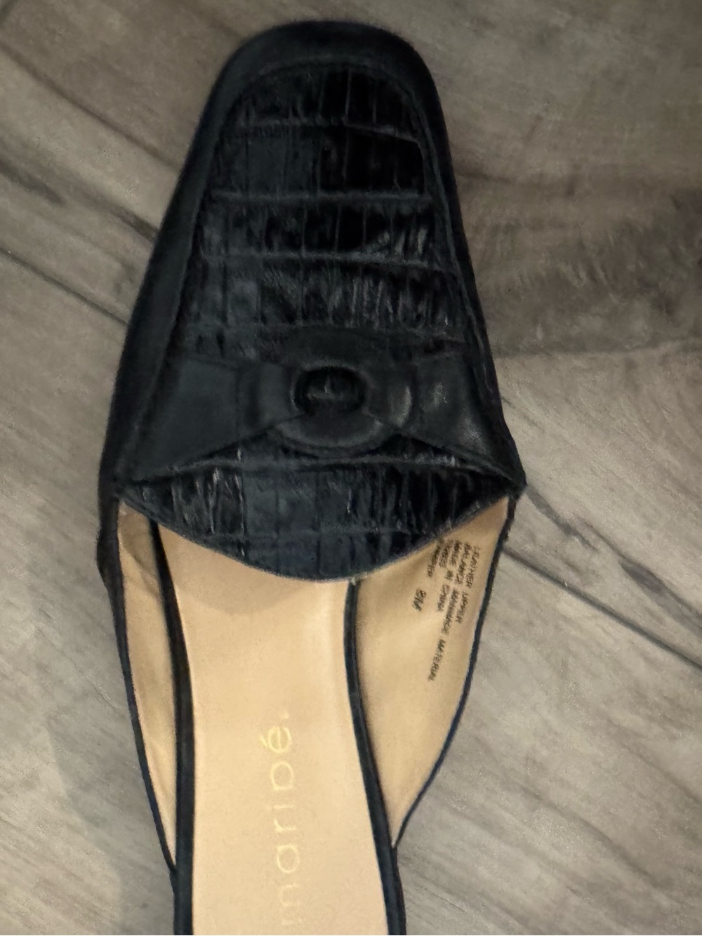 New Maripé Black Croc-Embossed Leather Mules square toes Italian black comfort